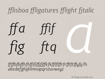 Lisboa Ligatures Light Italic OTF 1.0;PS 001.000;Core 116;AOCW 1.0 161图片样张