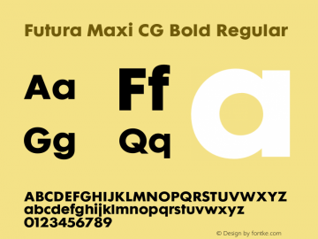 Futura Maxi CG Bold Regular Version 1.100;PS 001.001;Core 1.0.38 Font Sample