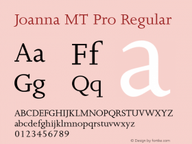 Joanna MT Pro Regular Version 1.000 2006 initial release Font Sample