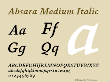 Absara Medium Italic 004.460 Font Sample