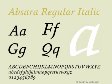 Absara Regular Italic 004.460 Font Sample