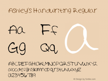 Ashley's Handwriting Regular Version 1.00 March 2, 2009, initial release图片样张
