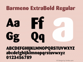 Barmeno ExtraBold Regular OTF 1.0;PS 001.001;Core 1.0.22 Font Sample