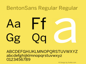 BentonSans Regular Regular Version 1.000;PS 001.000;Core 1.0.38 Font Sample