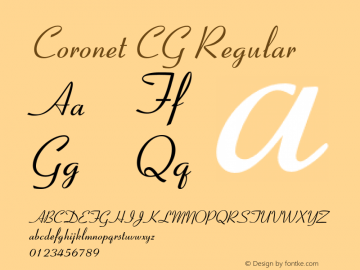 Coronet CG Regular Version 4.540;PS 004.054;Core 1.0.38 Font Sample