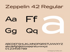 Zeppelin 42 Regular Version 1.000;PS 001.000;hotconv 1.0.38 Font Sample