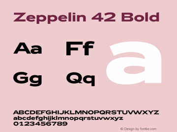 Zeppelin 42 Bold Version 1.000;PS 001.000;hotconv 1.0.38图片样张