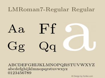 LMRoman7-Regular Regular Version 1.010;PS 1.010;hotconv 1.0.49;makeotf.lib2.0.14853 Font Sample