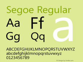 Segoe Regular Version 1.02 Font Sample