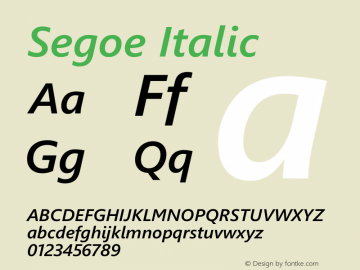 Segoe Italic Version 5.26图片样张