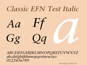 Classic EFN Test Italic Version 1.000;PS 001.000;hotconv 1.0.38 Font Sample