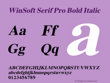 WinSoft Serif Pro Bold Italic Version 1.3; 2004图片样张