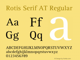 Rotis Serif AT Regular Version 1.100;PS 001.001;Core 1.0.38 Font Sample