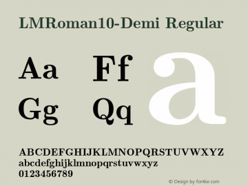 LMRoman10-Demi Regular Version 1.010;PS 1.010;hotconv 1.0.49;makeotf.lib2.0.14853 Font Sample