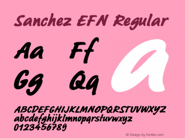 Sanchez EFN Regular Version 1.000;PS 001.000;hotconv 1.0.38 Font Sample