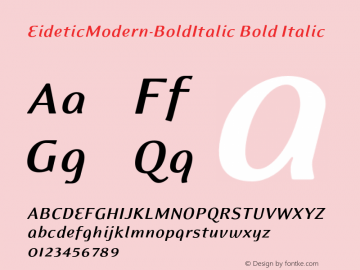 EideticModern-BoldItalic Bold Italic OTF 1.0;PS 001.000;Core 116;AOCW 1.0 161 Font Sample