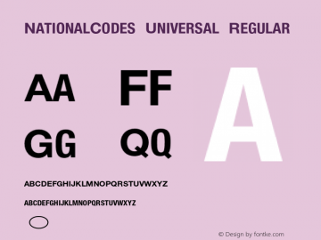 NationalCodes Universal Regular OTF 1.0;PS 001.001;Core 1.0.22 Font Sample