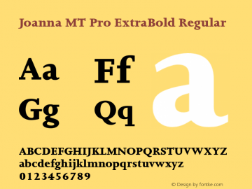 Joanna MT Pro ExtraBold Regular Version 1.000 2006 initial release Font Sample