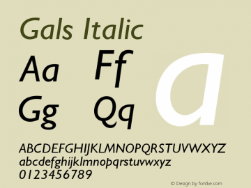 Gals Italic Version 004.001 Font Sample
