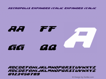 Astropolis Expanded Italic Expanded Italic 001.000 Font Sample