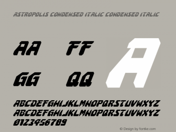 Astropolis Condensed Italic Condensed Italic 001.000 Font Sample