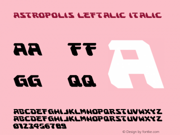 Astropolis Leftalic Italic 001.000 Font Sample