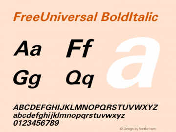 FreeUniversal BoldItalic Version 1.001图片样张