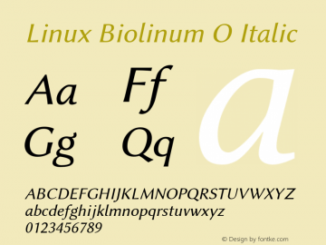 Linux Biolinum O Italic Version 1.1.3 Font Sample