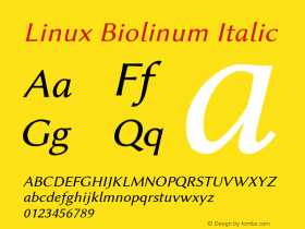 Linux Biolinum Italic Version 0.5.1 Font Sample