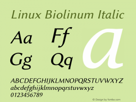 Linux Biolinum Italic Version 0.6.2 Font Sample