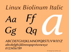 Linux Biolinum Italic Version 1.1.0 Font Sample