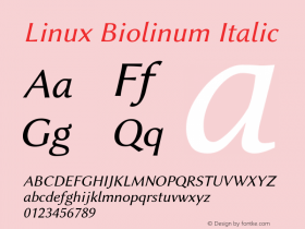 Linux Biolinum Italic Version 1.1.3 ; ttfautohint (v0.9)图片样张