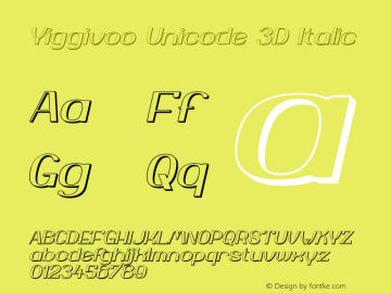 Yiggivoo Unicode 3D Italic Version 1.004 2009图片样张