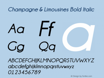 Champagne & Limousines Bold Italic Version 2.00 March 5, 2010图片样张