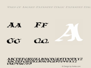 Wars of Asgard Expanded Italic Expanded Italic 2 Font Sample