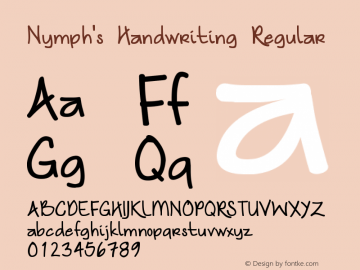 Nymph's Handwriting Regular Version 1.00 April 14, 2009, initial release Font Sample