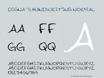Digna's Handwriting Normal 1.00 November 9, 2003 Font Sample