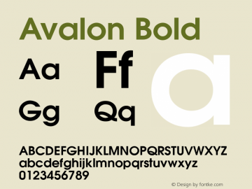 Avalon Bold v1.0c Font Sample