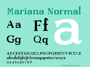 Mariana Normal Abr 2008 - Feb 2009. Ver 1.00 Font Sample