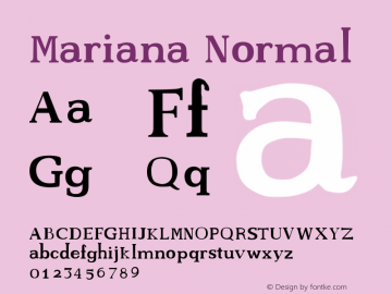 Mariana Normal Abr 2008 - Feb 2009. Ver 1.00 Font Sample