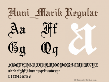 Huni_Marik Regular Copyright (c) 1997 by WoodStone. Font Sample