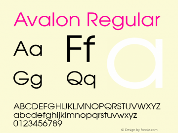 Avalon Regular v1.00 Font Sample