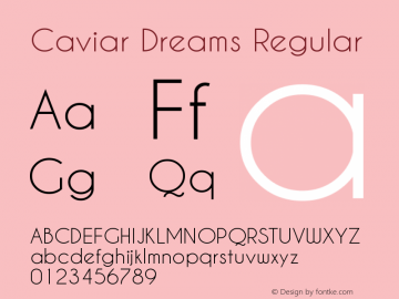 Caviar Dreams Regular Version 2.00 January 17, 2010 Font Sample