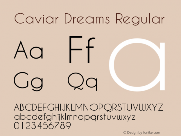 Caviar Dreams Regular Version 4.00 July 10, 2012 Font Sample