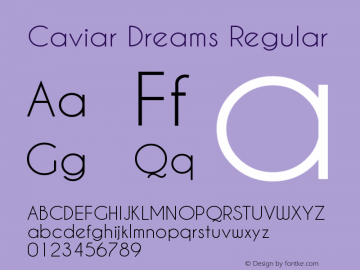 Caviar Dreams Regular Version 5.00 June 15, 2014 Font Sample