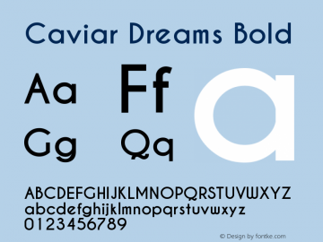 Caviar Dreams Bold Version 5.00 June 15, 2014 Font Sample