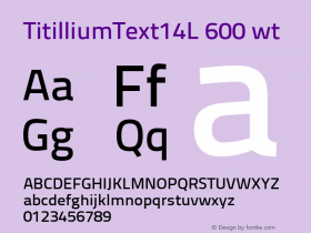 TitilliumText14L 600 wt Version 001.001 Font Sample