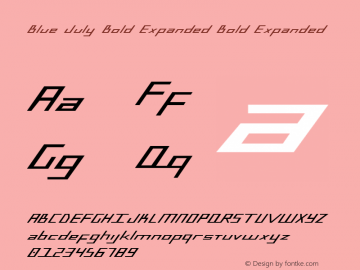 Blue July Bold Expanded Bold Expanded 001.000 Font Sample