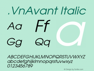 .VnAvant Italic MS core font:V1.00图片样张