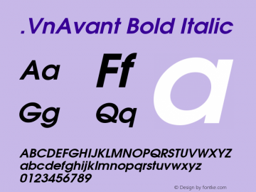 .VnAvant Bold Italic MS core font:v1.00图片样张